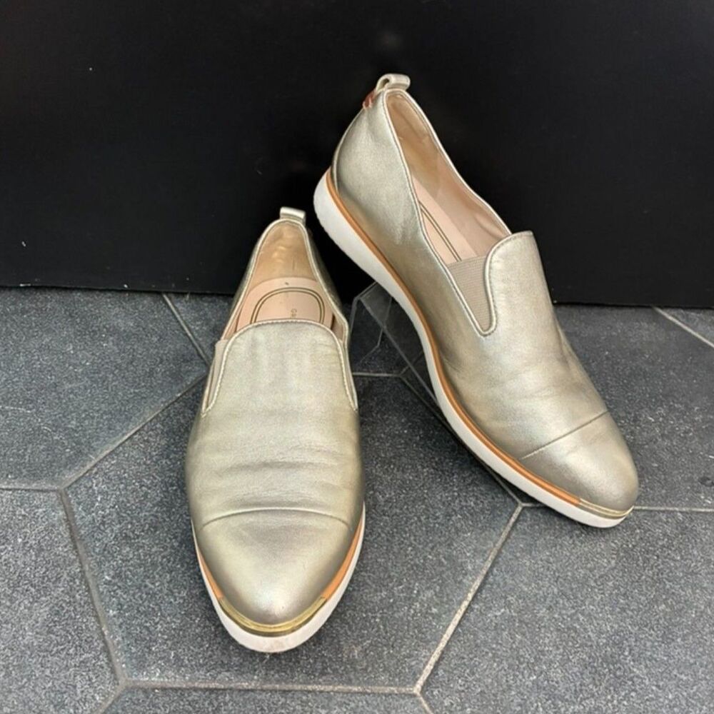 Gold Leather pull-on Loafers by Cole Haan Grand Ambition 8.5 B w soft sole